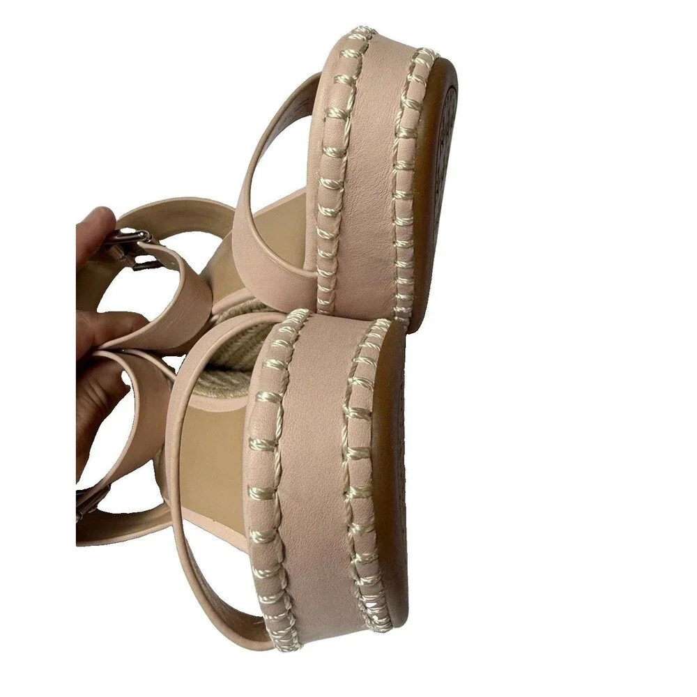 Lauren Ralph Lauren Hilarie Espadrille Platform Wedge Sandals 9B Leather
